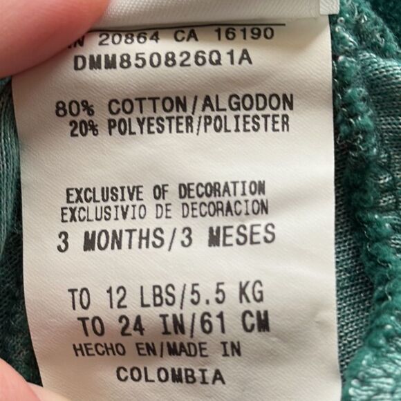 Little Me My First Christmas Outfit 3 months green velour Christmas vintage - Picture 4 of 5